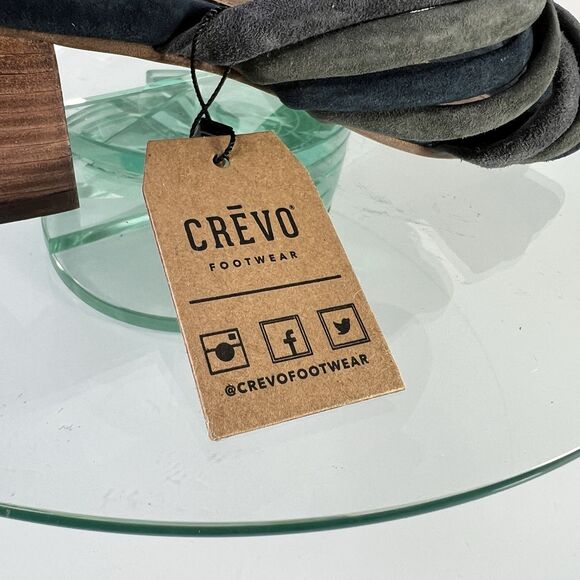 Crevo Rubie knotted Heel Sandals Suede Leather Strap Blue Gray slip on - Picture 5 of 10